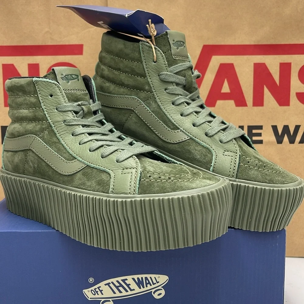Vans WMNS Sk8-Hi Reissue 3 Platform Lx Suede/Leather Army VN000CNFARM Mono Snkrs